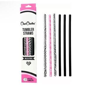 CharCharms 30 oz. Straw 6-Pack Wild print‎